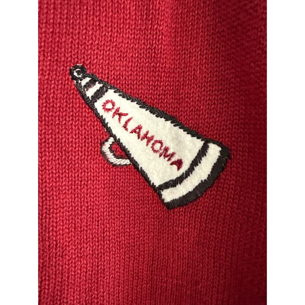 1990s Castles Sport Oklahoma Sooners Embroidered Cardigan Red Vintage Large OU - Picture 3 of 6
